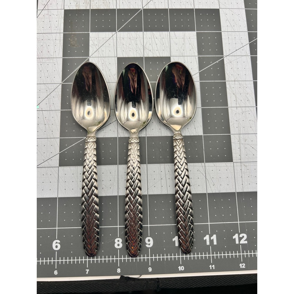 Ralph Lauren Equestrian Braid Teaspoons Stainless Steel Glossy Set of 3 1991